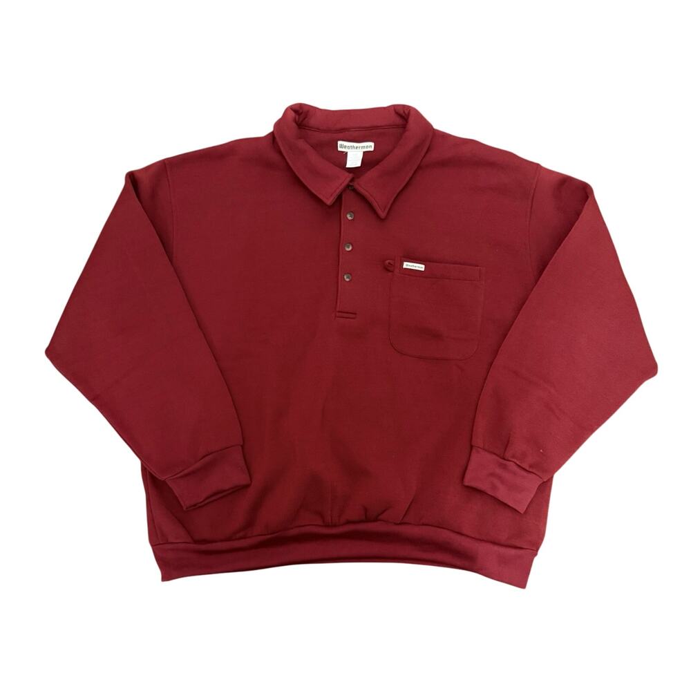Weatherman Mens Side XXL Vintage Style Heavyweight 4 Button W/ Pocket Red Shirt